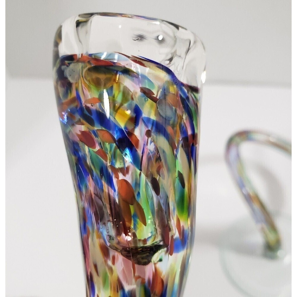 Vintage Candlesticks Hand Blown Michael Hudson Twisted Glass Confetti Set of 2 - Picture 14 of 15